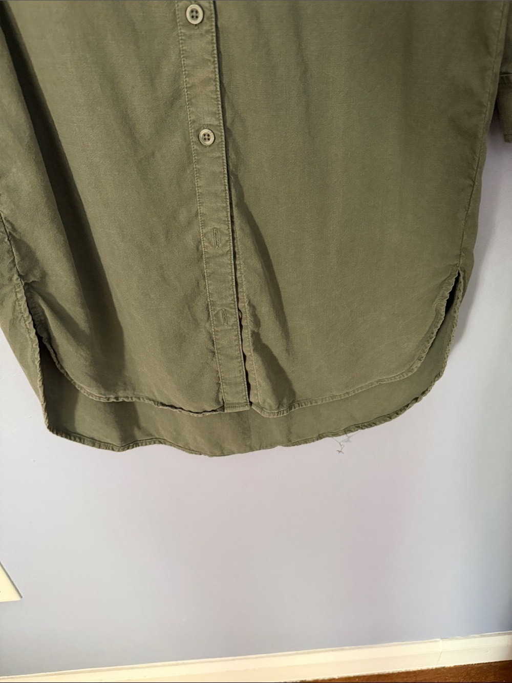 Cloth & Stone Olive Green Shirt Dress XS Button Front Utility Casual - Picture 8 of 13